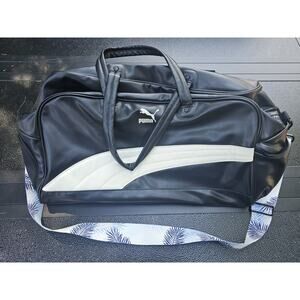 Vintage Puma Retro Faux Leather Gym Handbag Duffle Bag USB Passthrough 24x12 Lrg